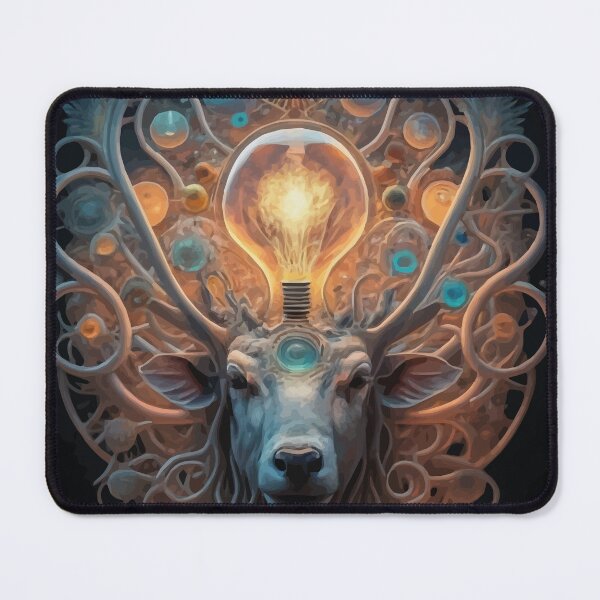 Item preview, T-shirt with abstract design of light bulb and Deer designed and sold by Gadget80.