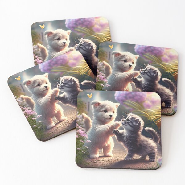 Item preview, Heartwarming Cute Animals Playful Puppy Furry Kitten Unique Pet Art A929 designed and sold by MPCFICTION.
