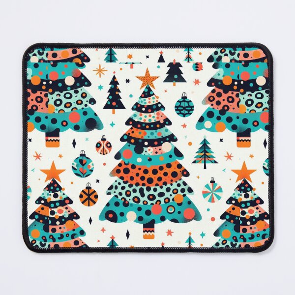 Item preview, Chibi Cartoon Illustration Turquois Aqua Blues Greens Gold Leopard Print Christmas Tree leopard Canvas Wall Art Pattern designed and sold by CoffeeIsATrip.
