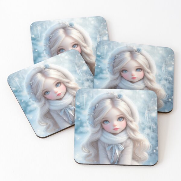 Item preview, Beautiful Snow Maiden doll with blue eyes and white hair in winter forest. designed and sold by DenisAgati.