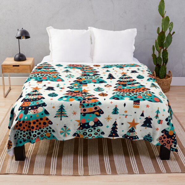 Item preview, Chibi Cartoon Illustration Turquois Aqua Blues Greens Gold Leopard Print Christmas Tree leopard Canvas Wall Art Pattern designed and sold by CoffeeIsATrip.