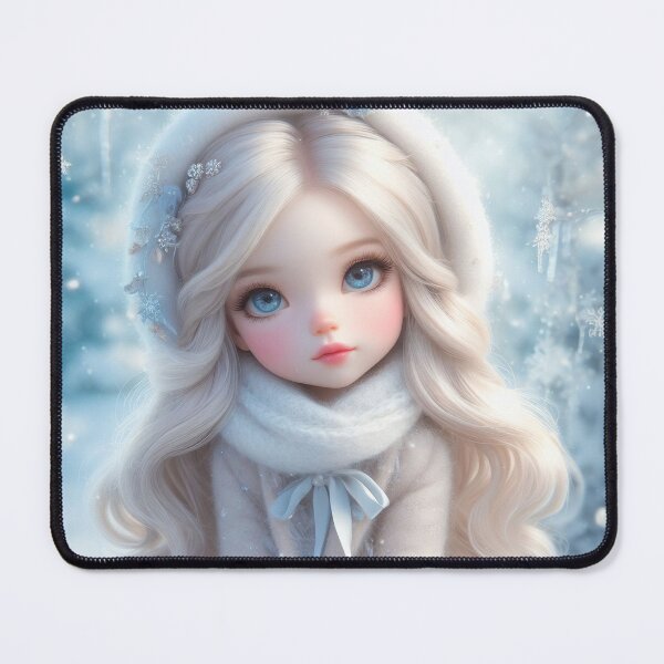 Item preview, Beautiful Snow Maiden doll with blue eyes and white hair in winter forest. designed and sold by DenisAgati.
