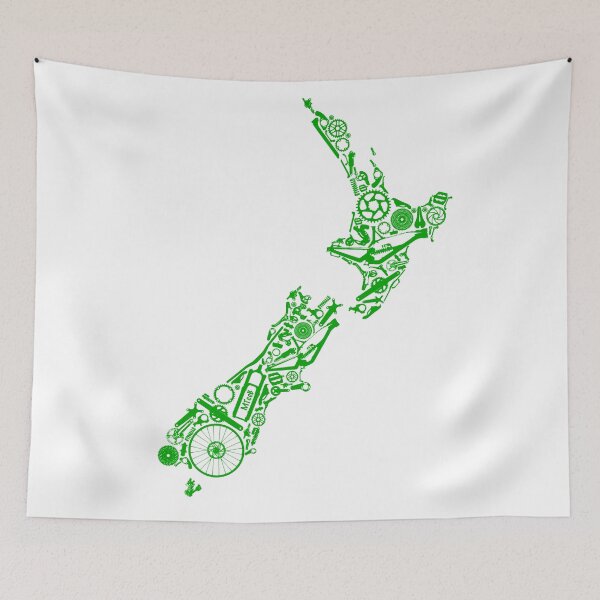 Item preview, NEW ZEALAND - green, mountain biking country t-shirt, designed and sold by MTeeB NZ.