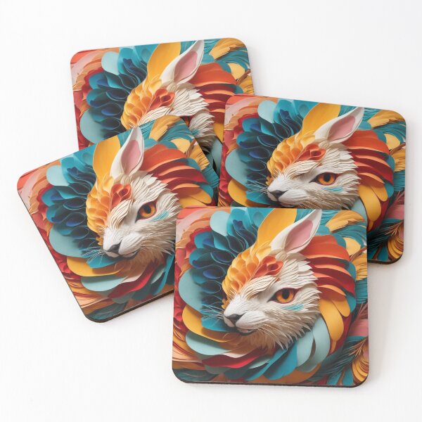 Item preview, Abstract menagerie mosaic of a rabbit designed and sold by Enchanting Art Vista.