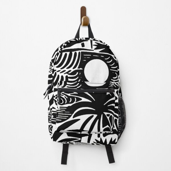 Item preview, Black and White Palm Tree Landscape Tiki Pattern by Bossy Cat Home designed and sold by BossyCatHome.