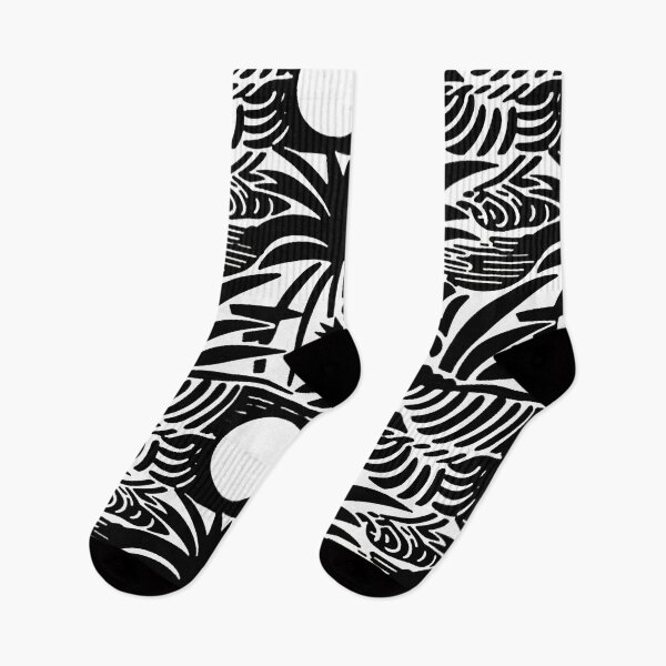 Item preview, Black and White Palm Tree Landscape Tiki Pattern by Bossy Cat Home designed and sold by BossyCatHome.