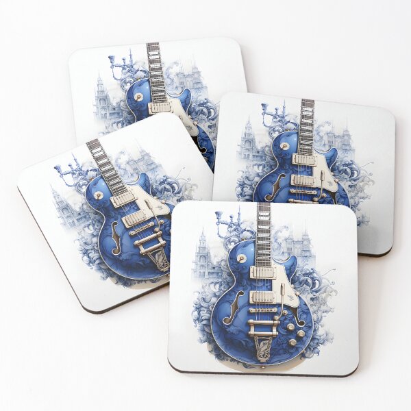 Item preview, Abstract blue electric guitar print designed and sold by dcrc.