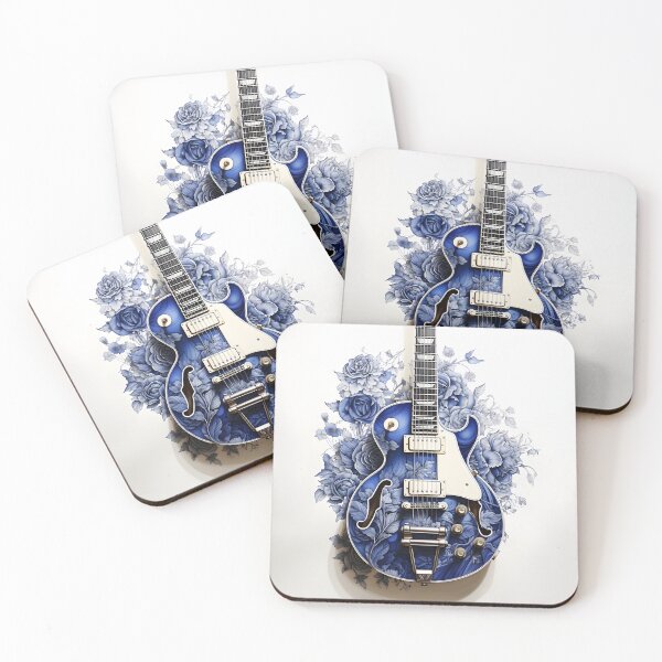 Item preview, Abstract blue electric guitar print designed and sold by dcrc.