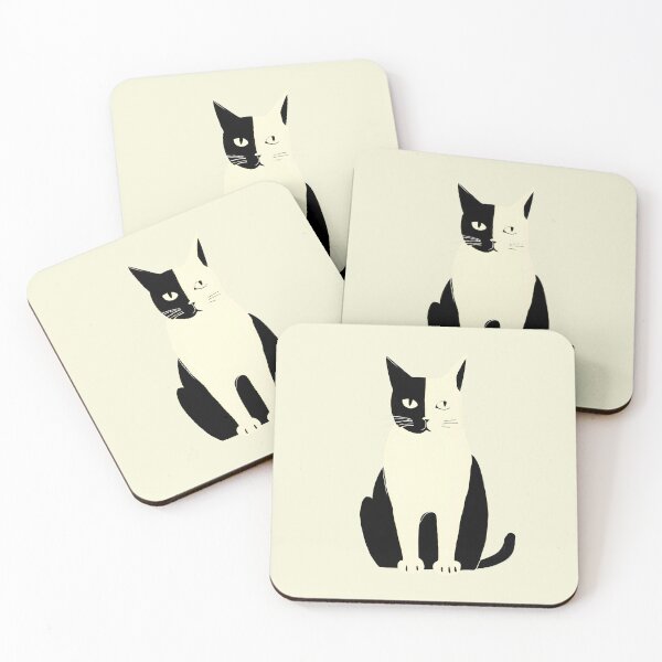 Item preview, Black and White Cat Cute Whimsical Illustration designed and sold by StickyBastardz.