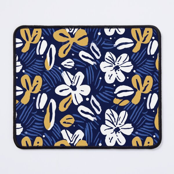 Item preview, Tiki Tropical Blue and Yellow Floral Seamless Pattern by Bossy Cat Home designed and sold by BossyCatHome.