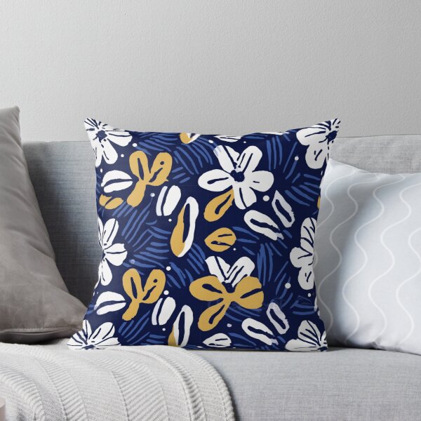 Item preview, Tiki Tropical Blue and Yellow Floral Seamless Pattern by Bossy Cat Home designed and sold by BossyCatHome.