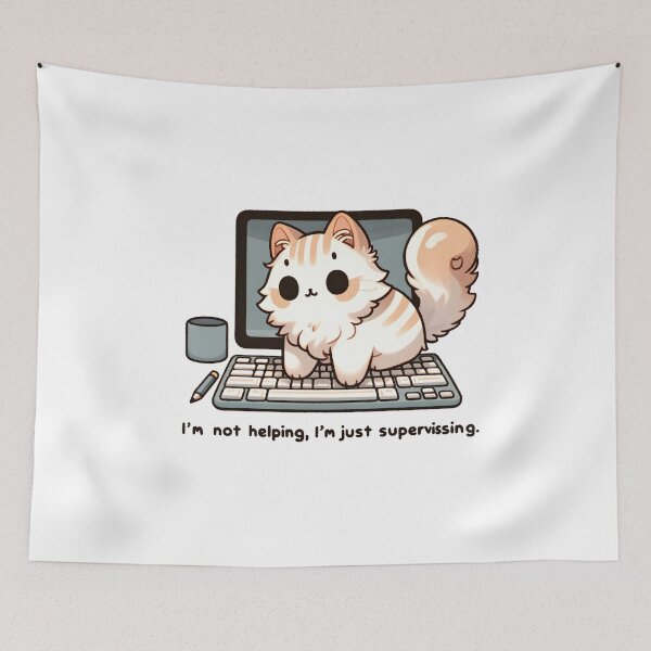 Item preview, Cat Supervisor Overseeing Computer Work designed and sold by UmbrellaStudio1.