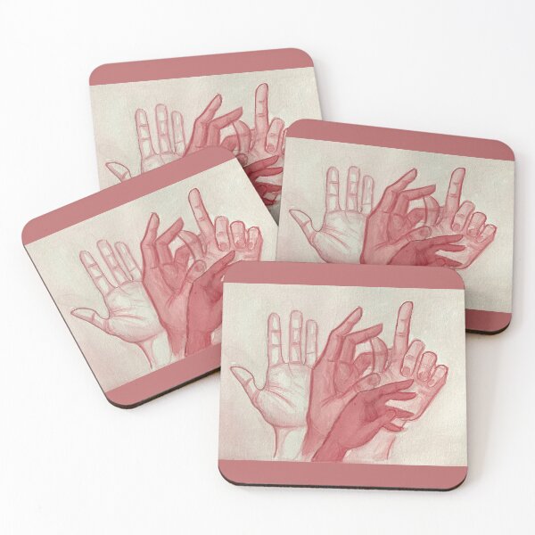 Item preview, Abstract Red Layered Hands (Watercolor Art) designed and sold by loulou-artifex.