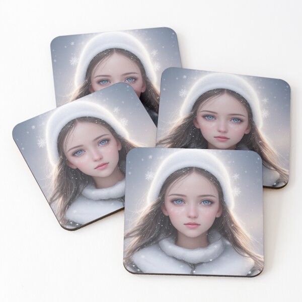 Item preview, Winter portrait of a beautiful Snow Maiden with long hair in a white fur coat designed and sold by DenisAgati.