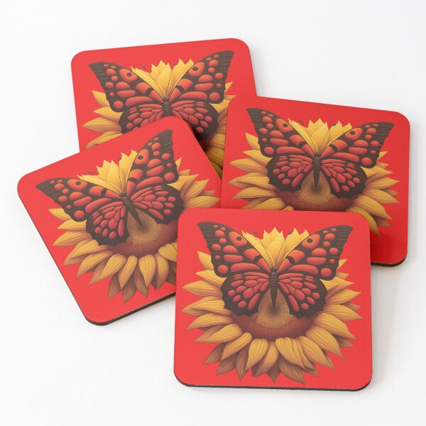 Item preview, Red butterfly and sunflower designed and sold by AlchemyColor.