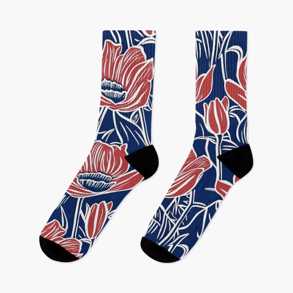 Item preview, Red and Blue Poppy Contemporary Floral Seamless Pattern by Bossy Cat Home designed and sold by BossyCatHome.