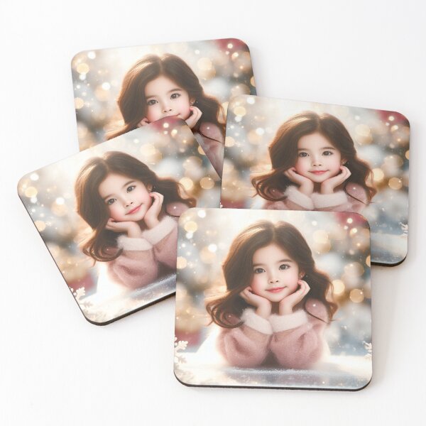 Item preview, Christmas, winter, happiness and people concept - smiling little girl in fur coat over christmas background designed and sold by DenisAgati.