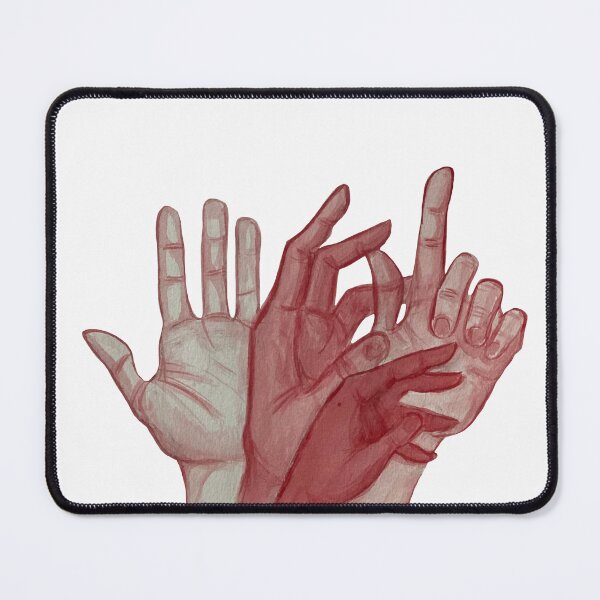 Item preview, red, abstract hands outline (watercolor) designed and sold by loulou-artifex.