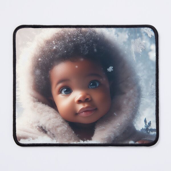 Item preview, Cute little african american baby boy in winter fur coat designed and sold by DenisAgati.