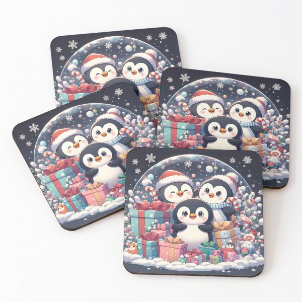 Item preview, "Winter Penguins Delight: Snowy Christmas Boxes and Whimsical Illustration" designed and sold by Huycao211.