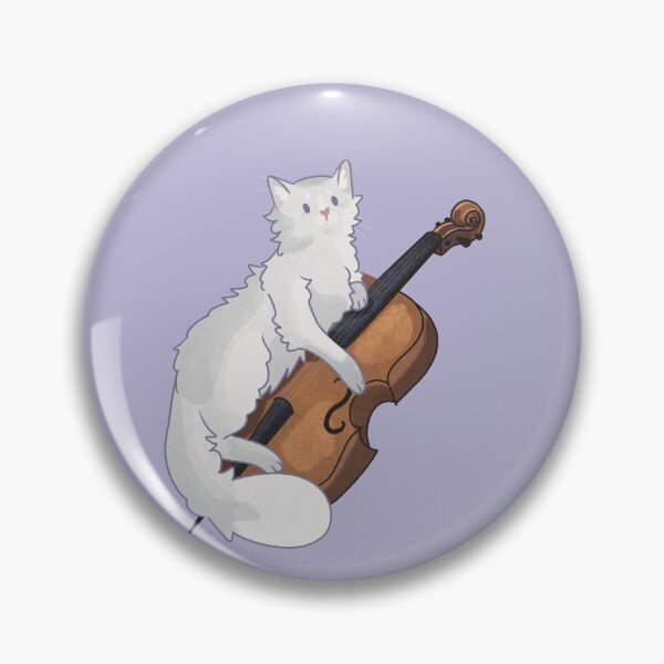 Item preview, White Cat playing Cello designed and sold by FelineEmporium.