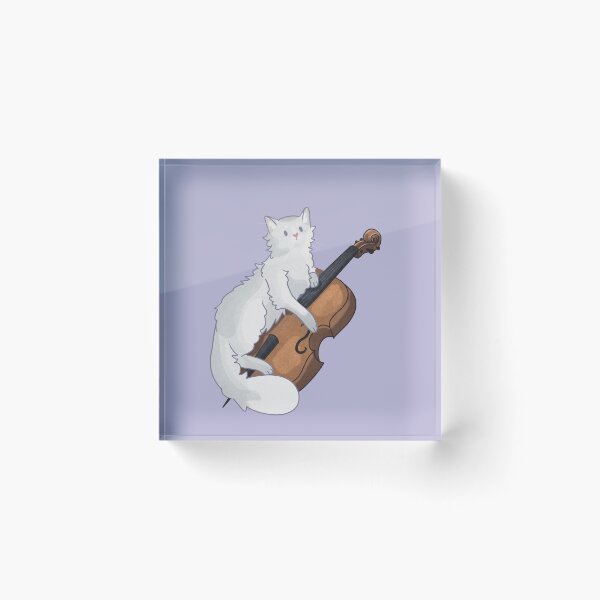 Item preview, White Cat playing Cello designed and sold by FelineEmporium.