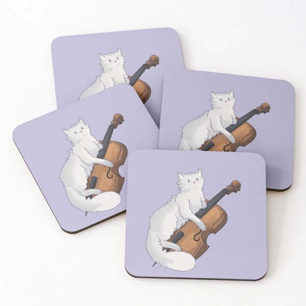 Item preview, White Cat playing Cello designed and sold by FelineEmporium.
