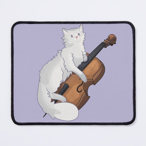 Item preview, White Cat playing Cello designed and sold by FelineEmporium.
