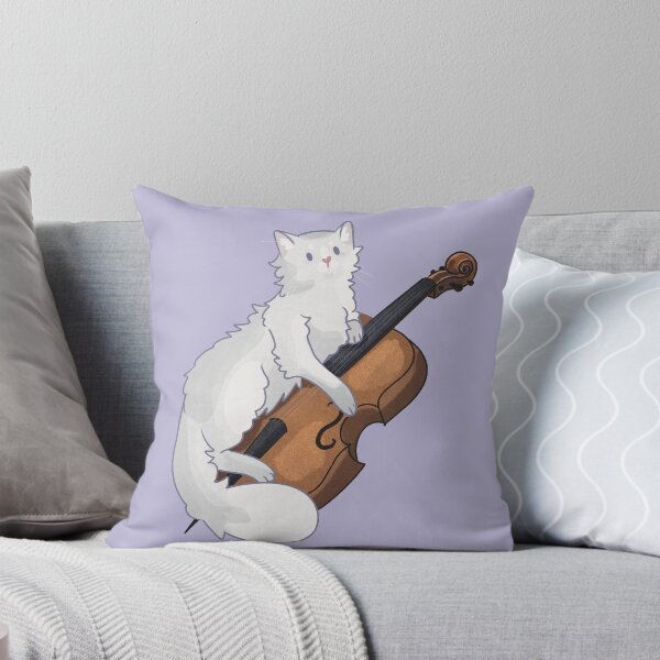 Item preview, White Cat playing Cello designed and sold by FelineEmporium.