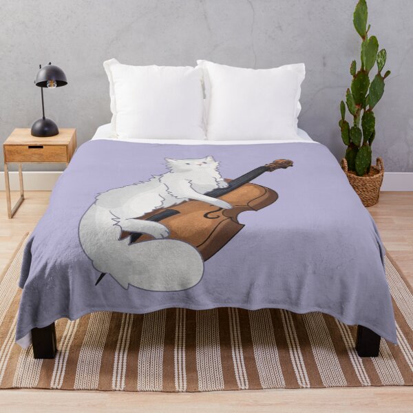 Item preview, White Cat playing Cello designed and sold by FelineEmporium.