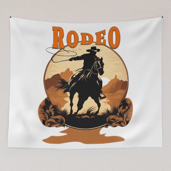 Item preview, Pferdeliebe, rodeo poster, with silhouette of cowboy riding a horse designed and sold by Mahilis.