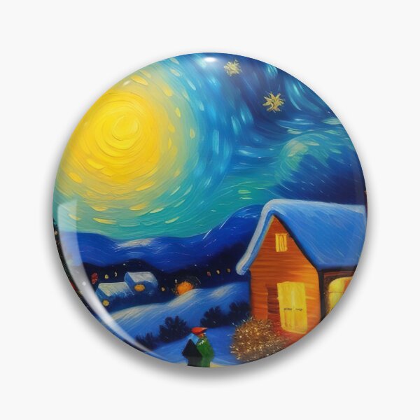 Item preview, "Snowy Christmas Eve Impressionism: Van Gogh Style Winter Painting" designed and sold by Huycao211.