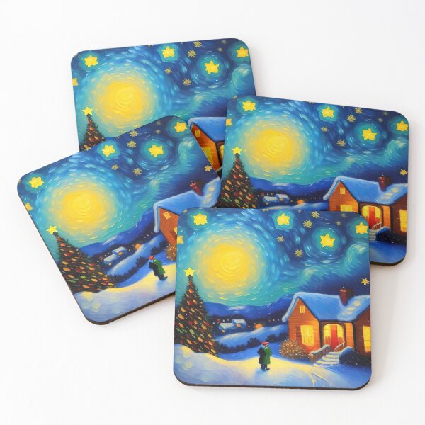 Item preview, "Snowy Christmas Eve Impressionism: Van Gogh Style Winter Painting" designed and sold by Huycao211.