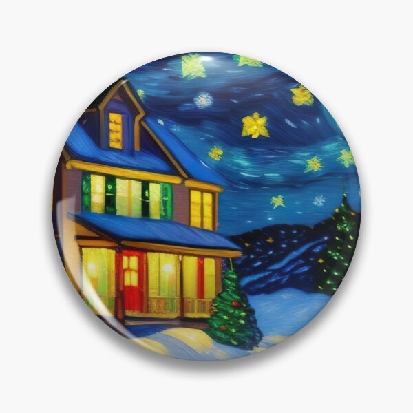 Item preview, "Snowy Christmas Eve Impressionism: Van Gogh Style Winter Painting" designed and sold by Huycao211.