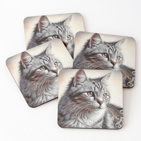 Item preview, Silver Tabby Cat Portrait drawing designed and sold by CattyCornerPOD.