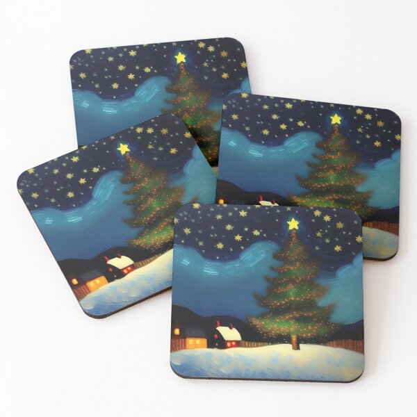 Item preview, "Snowy Christmas Eve Impressionism: Van Gogh Style Winter Painting" designed and sold by Huycao211.