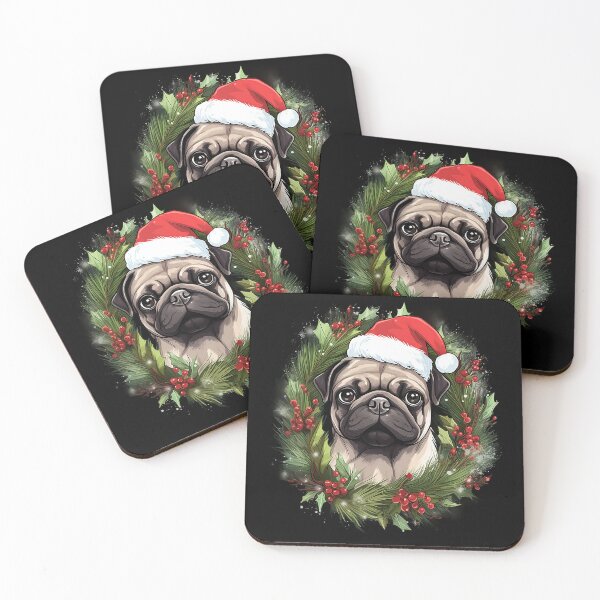 Item preview, Cheerful Christmas Pug designed and sold by MiduImages.