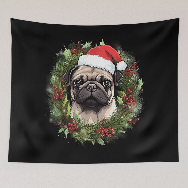 Item preview, Cheerful Christmas Pug designed and sold by MiduImages.