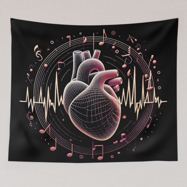 Item preview, Heart Rhythm Pulses and Music Notes designed and sold by byvarol.