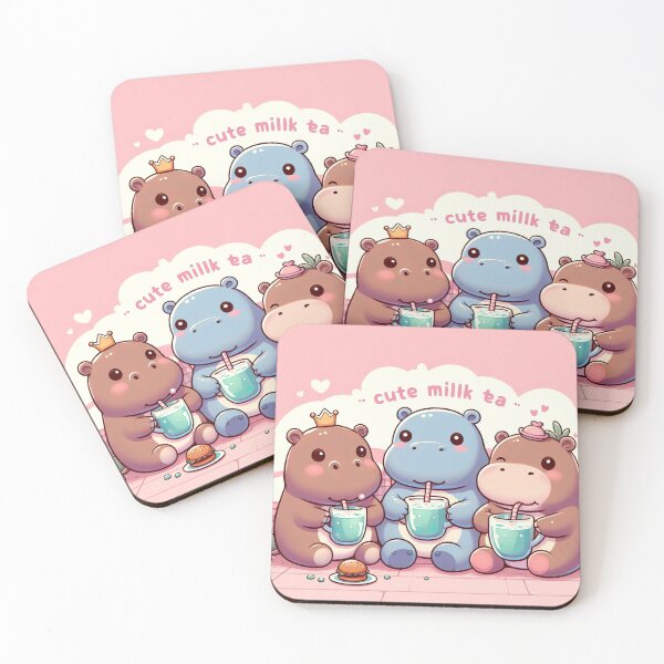 Item preview, "Cute Hippo Enjoying Milk Tea: Whimsical Illustration with Delightful Charm" designed and sold by Huycao211.