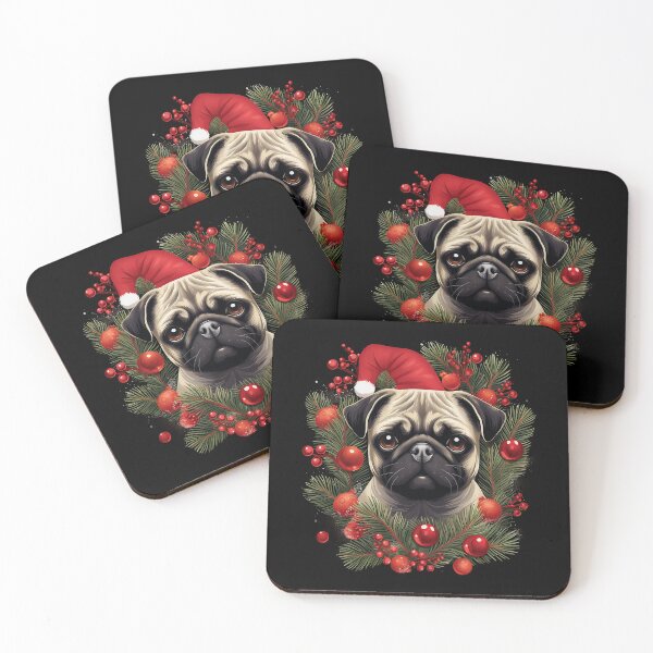 Item preview, Cheerful Christmas Pug designed and sold by MiduImages.