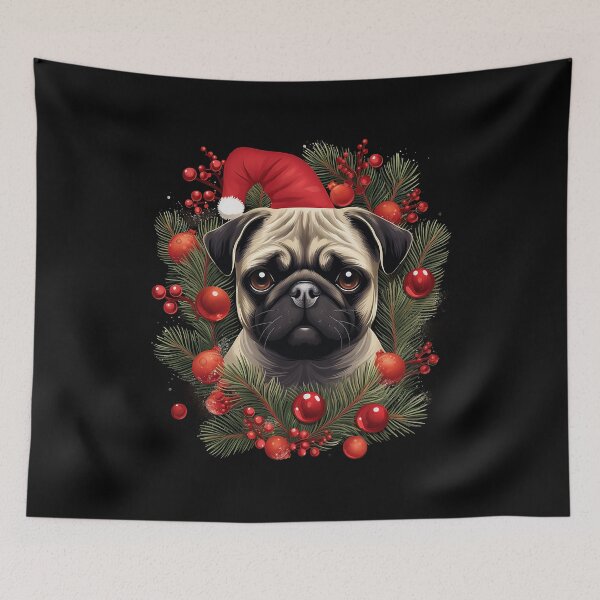 Item preview, Cheerful Christmas Pug designed and sold by MiduImages.