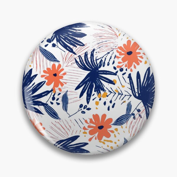 Item preview, Cute Coral and Dark Blue Botanical Floral Pattern by Bossy Cat Home designed and sold by BossyCatHome.