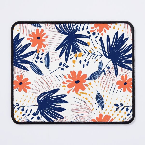 Item preview, Cute Coral and Dark Blue Botanical Floral Pattern by Bossy Cat Home designed and sold by BossyCatHome.