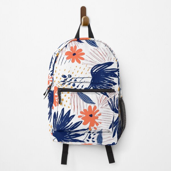 Item preview, Cute Coral and Dark Blue Botanical Floral Pattern by Bossy Cat Home designed and sold by BossyCatHome.