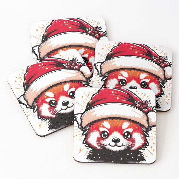 Item preview, "Festive Red Panda Cartoon: Christmas Hat Joy in Vector Illustration" designed and sold by Huycao211.