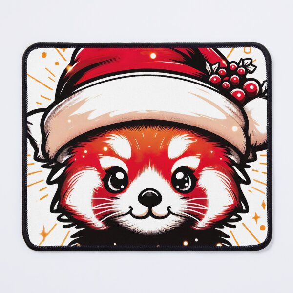 Item preview, "Festive Red Panda Cartoon: Christmas Hat Joy in Vector Illustration" designed and sold by Huycao211.