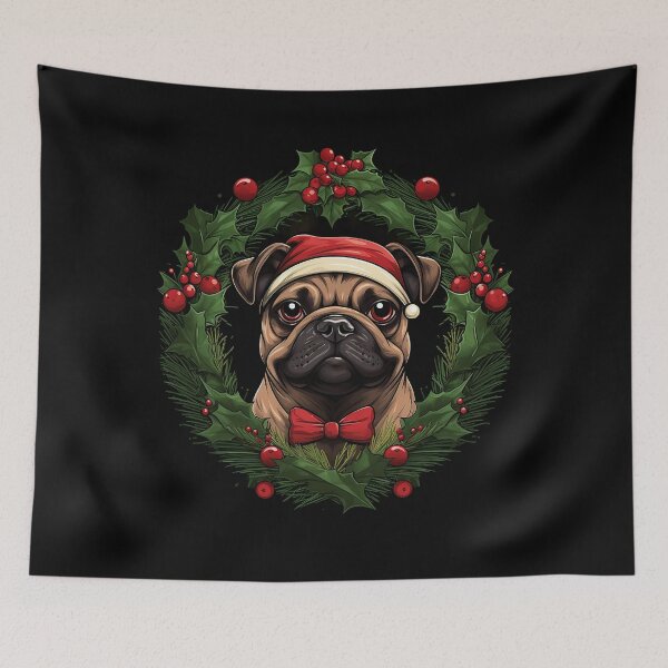 Item preview, Cheerful Christmas Pug designed and sold by MiduImages.