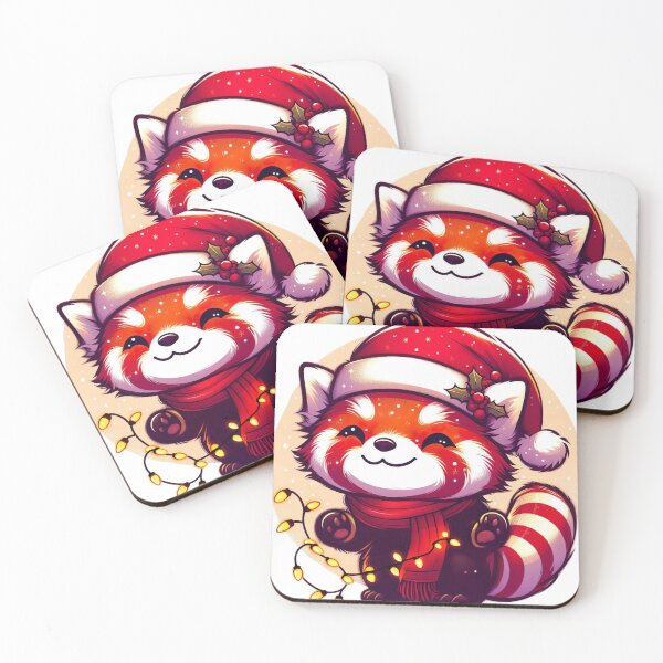 Item preview, "Festive Red Panda Cartoon: Christmas Hat Joy in Vector Illustration" designed and sold by Huycao211.