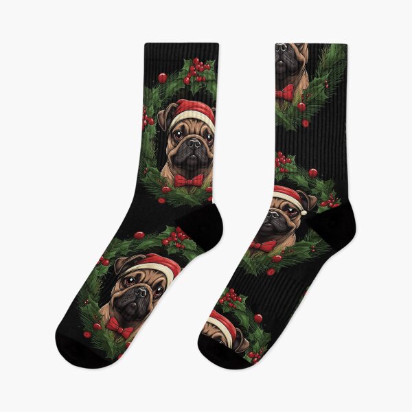 Item preview, Cheerful Christmas Pug designed and sold by MiduImages.